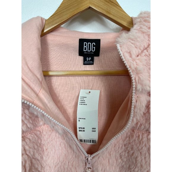 Urban Outfitters BDG Pink Hooded Cropped Teddy Jacket - Picture 6 of 6